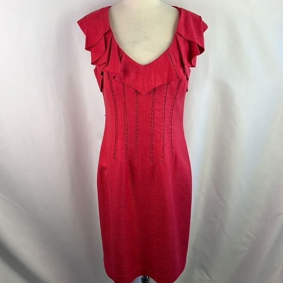 Kay Unger NWT Pink Dress with Ruffle Neck